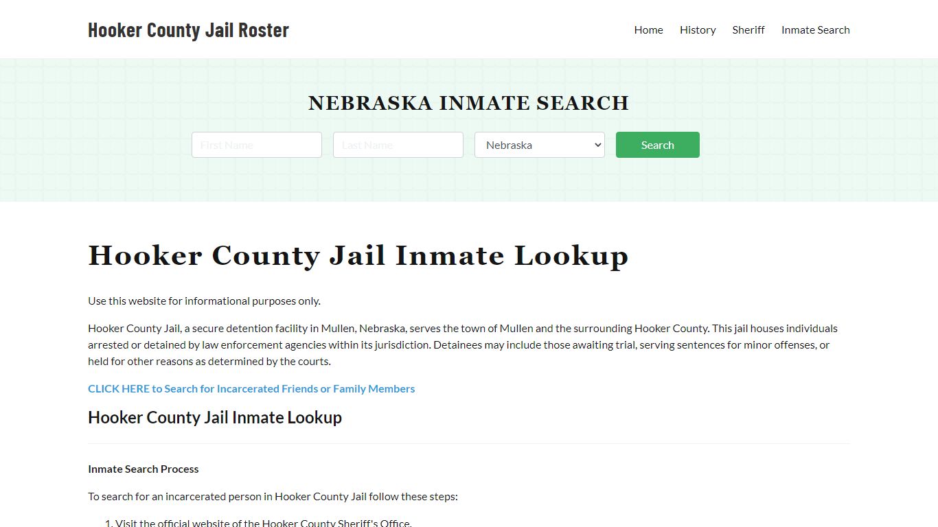 Hooker County Jail Roster Lookup, NE, Inmate Search