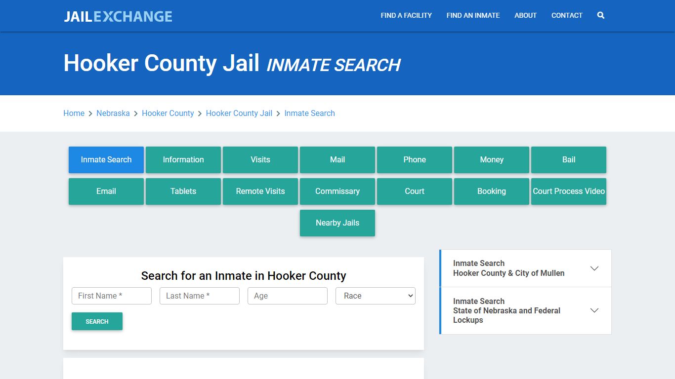 Hooker County Jail & Sheriff, NE Inmate Search: Roster & Mugshots