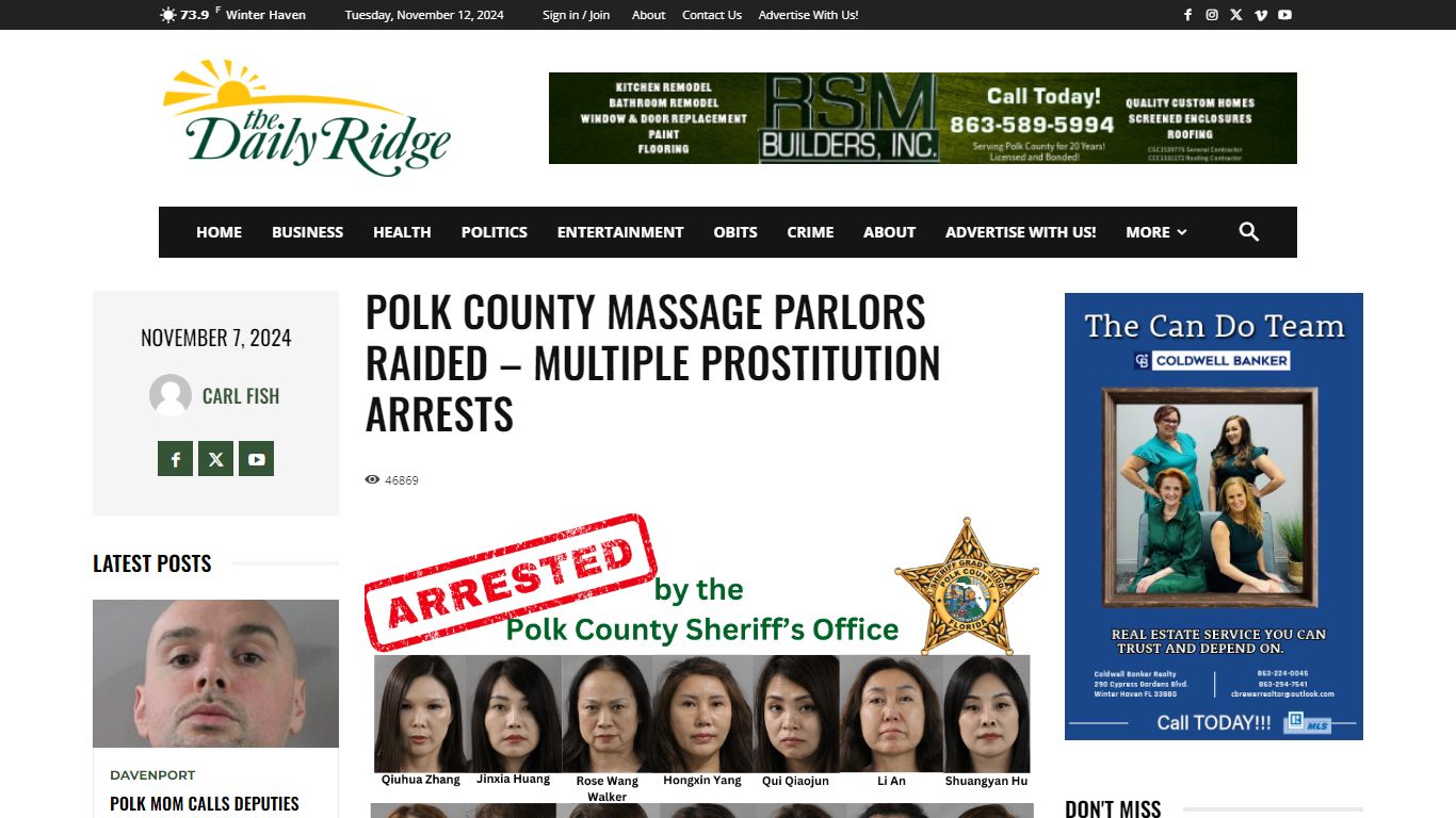 Polk County Massage Parlors Raided – Multiple Prostitution Arrests